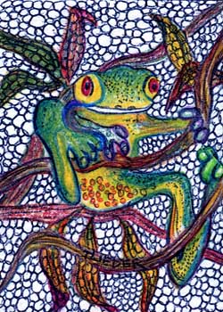 "Peek-A-Boo" by Tom Lieder, Milton WI - Colored Pencil, Pen & Ink - SOLD